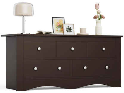 5 Dresser for Bedroom,TV Stand for Living Room, Black| 52" Wood Dresser, Chest of Drawers, for TV up to 65 inch,15.7Dx52Wx23.2H