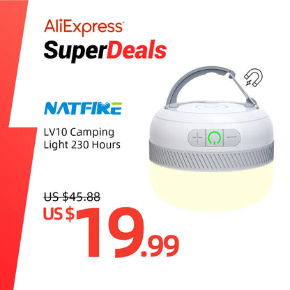 LV10 Outdoor LED Camping Flashlight 230 Hours Rechargeable Camping Lantern with Magnet Lighting Fixture Portable Emergency Light