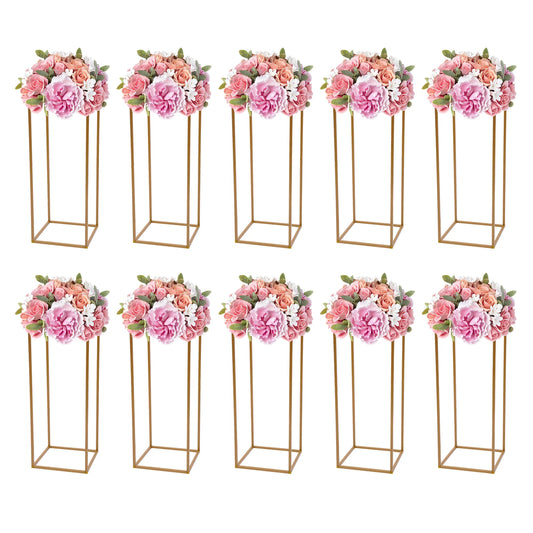 10pcs Wedding Flower Stand Set 23.62"h Gold Metal Column Rack Wedding