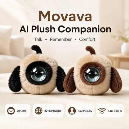 Color-block One-eyed AI Plush Toy Cute Ball Shape with LED Screen Smart Voice Interactive Robot Storytelling Kids Emotional Comp