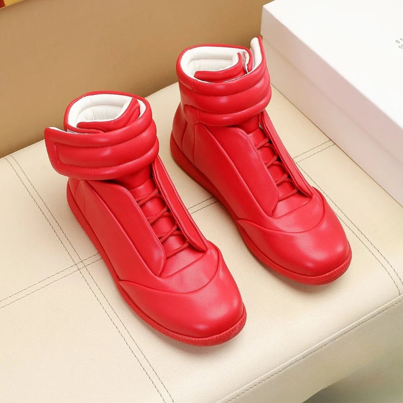 Men's High Top Casual Shoes Flats Premium Shoes For Man High Quality Leather Trainers Sneakers Hook & Loop Outdoor Ankle Boots