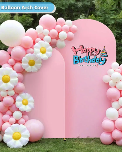 Pink Elastic Arch Backdrop Cover Spandex Fitted 2-Sided Round Top Chiara Arch Backdrop Cover for Wedding Party Birthday Banquet