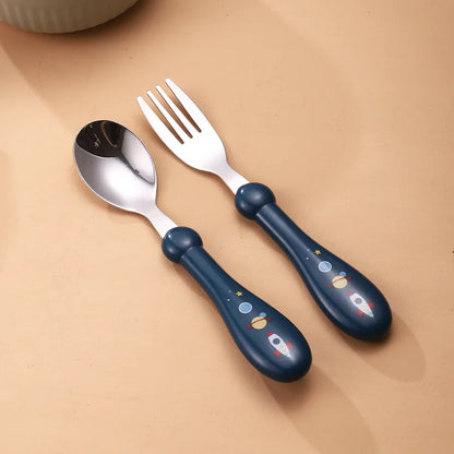Set Of 2 Stainless Steel Children's Cutlery Spoon/fork Box Suitable For Baby Cutlery, Ideal As A Gift For Mothers And Babies