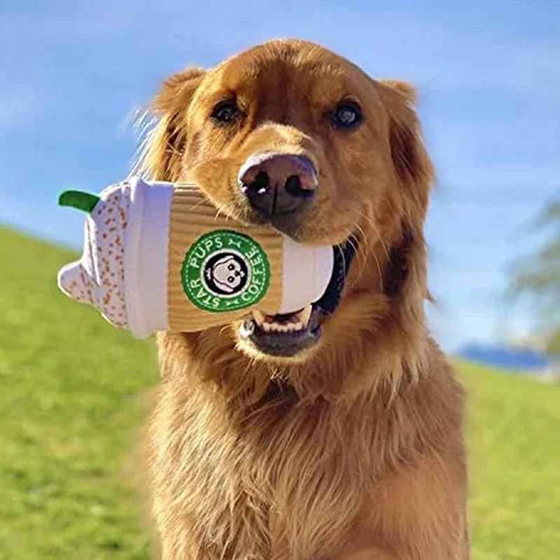 Chewing and Squeaking Dog Toys Pet Dogs and Cats Plush Coffee Cups Durable Interactive Pet Teeth Grinding Toys Dog Accessories