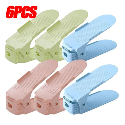 1/12PCS Adjustable Shoe Stacker Shoe Slots Organizer Space Saver Double Deck Rack Holder for Closet Organization