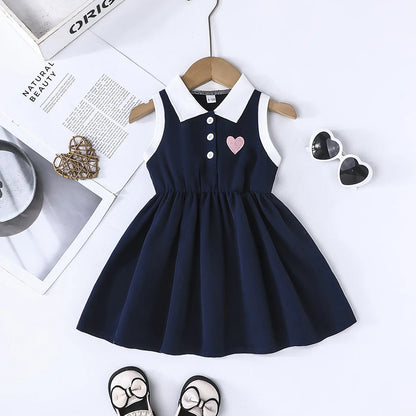 Prowow 0-3Y Baby Sporty Dresses 2025 Sleeveless Polo Dress For Girls Preppy Style Letter Baseball Dress Toddler Girl Clothes
