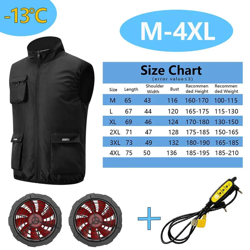 Summer Cooling 2-4 Fan Holes Fan Workwear, Unisex Short Sleeve, Outdoor Sun Protection & Cooling Vest with Built-in Fans