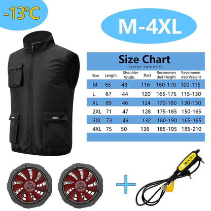 Summer Cooling 2-4 Fan Holes Fan Workwear, Unisex Short Sleeve, Outdoor Sun Protection & Cooling Vest with Built-in Fans