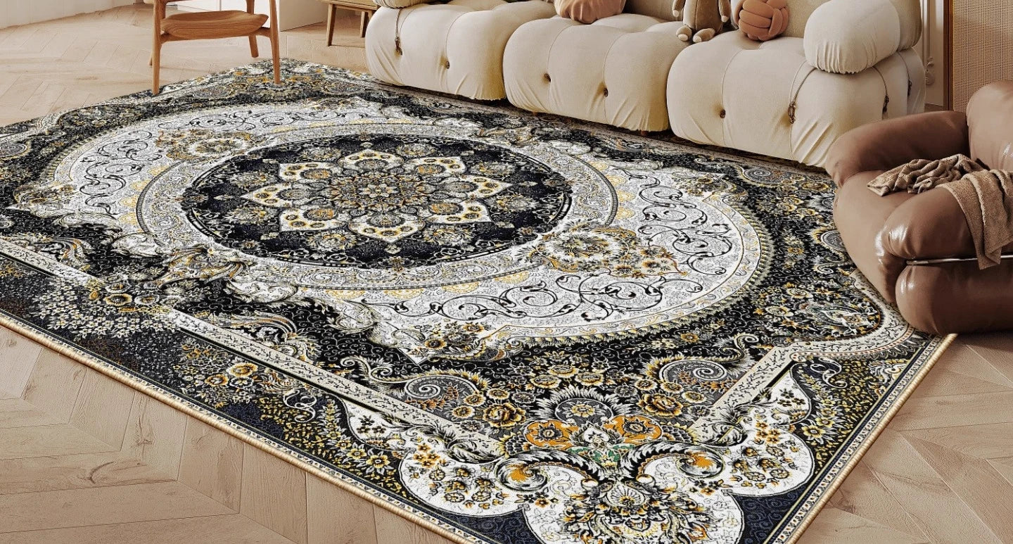 Ethnic Style Bedroom Decor Retro Carpet Light Luxury Carpets for Living Room Washable Lounge Soft Floor Mat Anti-slip Study Rug