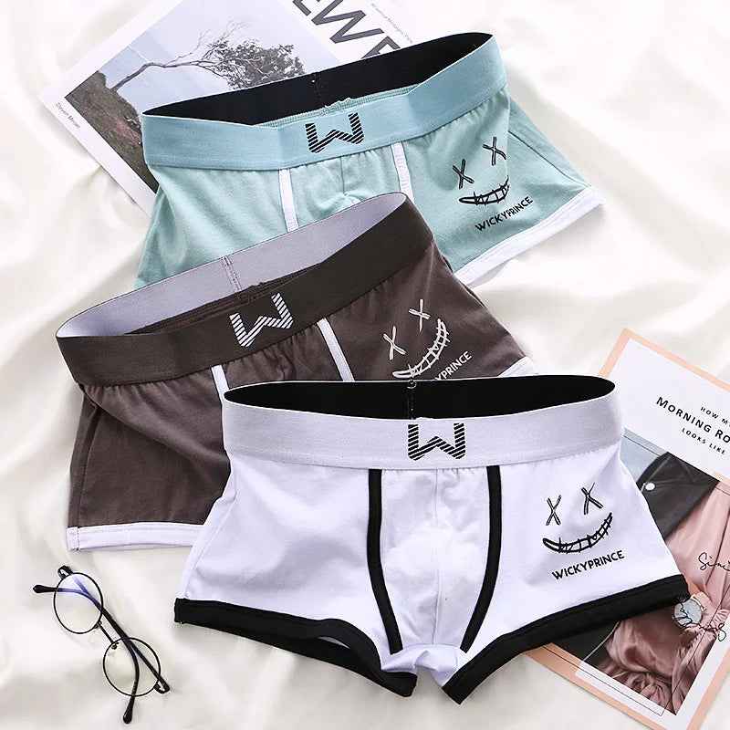 1/3/4 Pcs Mens Underwear Cotton Men Boxer Panties U-convex Man Breathable Underpants Sexy Comfort Male Boy Smiling Face Boxers