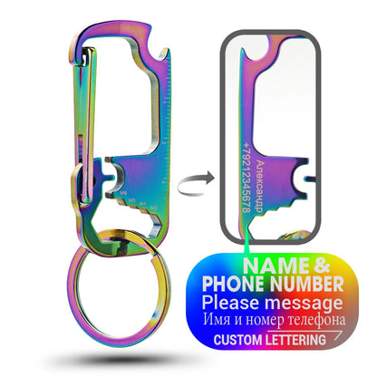Stainless Steel Personalized Keychains Multifunctional Custom Lettering Keyrings Wrench Tool Bottle Opener Key Chain Ring K421