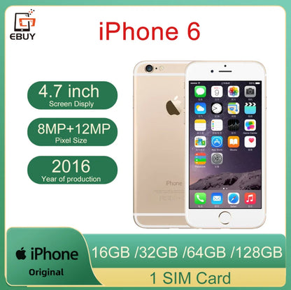 Original Apple iPhone 6 iPhone6 4.7" IOS A8 8MP ROM16/64/128GB Dual Core Fingerprint 4G LTE Unlocked Mobile Cell Phone