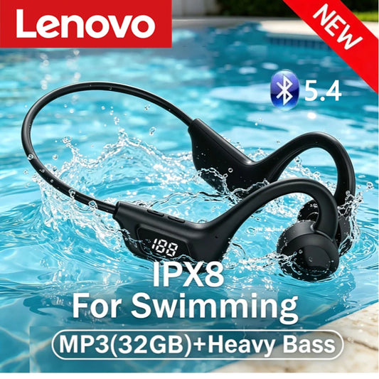 Lenovo Wireless Bone Conduction Headphones Bluetooth Earphone Sport Swimming Bluetooth Compatible Headphone Hand-free With Mic