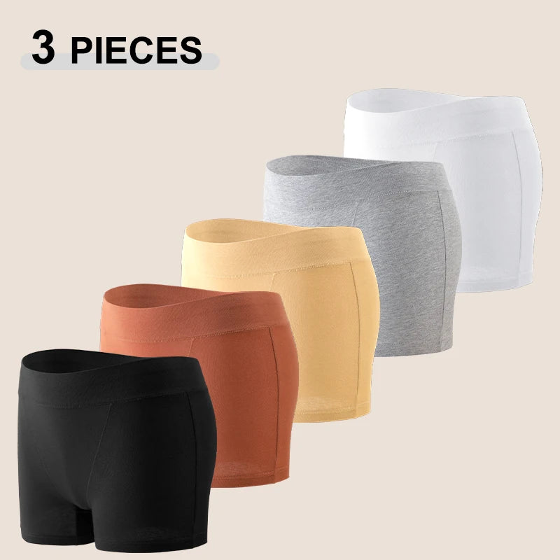 3Pcs/Set Women S-XXL Cotton Sports Boyshorts Panties Seamless High Rise Elastic Boxer Pants Female Comfortable Intimate Lingerie