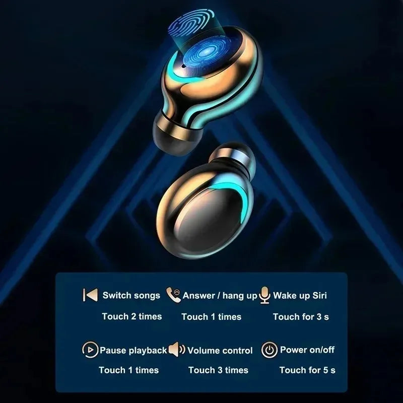 Wireless Earphones with Charging Box, Waterproof Headphone, 9D Stereo, Sports Earbuds, Headsets with Microphone, Bluetooth