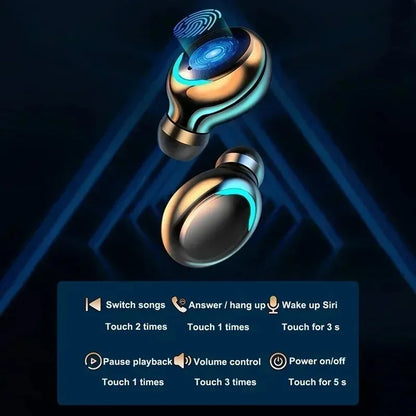 Wireless Earphones with Charging Box, Waterproof Headphone, 9D Stereo, Sports Earbuds, Headsets with Microphone, Bluetooth