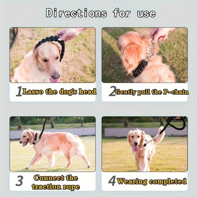 1pc Dog Collar Nylon Braided Dog Collar, Adjustable Strong Dog Chain Training Collar For Indoor Outdoor Daily Use
