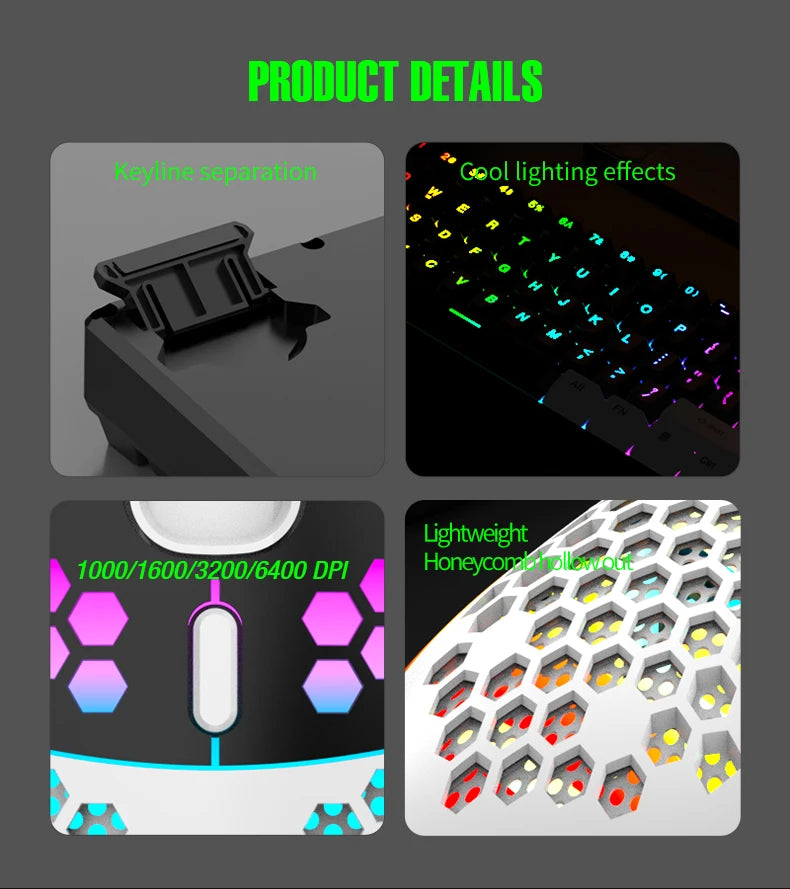 Wired 61-Key Mini Keyboard and Mouse Combo with RGB Backlight - Keyboard Mouse Set for Desktop or Laptop Computers