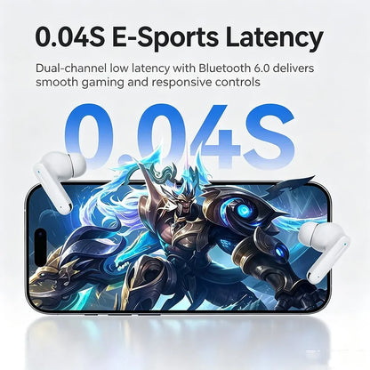 KEBIDUMEI Bluetooth 6.0 In-Ear Earphones 6-Mic -48dB Noise Cancelling ANC Headphones HiFi Stereo True Wireless Gaming Headsets