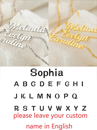 Custom Different Font Name Pendant Necklace for Woman Girls Stainless Steel Nameplate Personalized Choker Necklaces Jewelry Gift