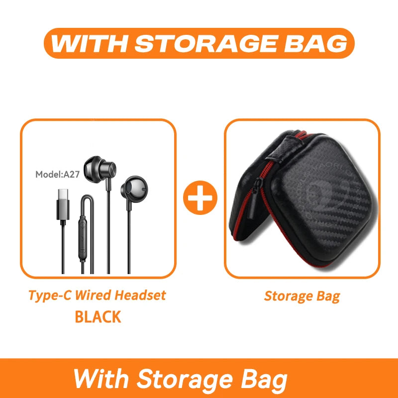 9D HIFI Heavy Bass Gaming Headphones Type-C Digital Chip Metal Magnetic Music Earbuds with Microphone In-Ear Headphone Universal
