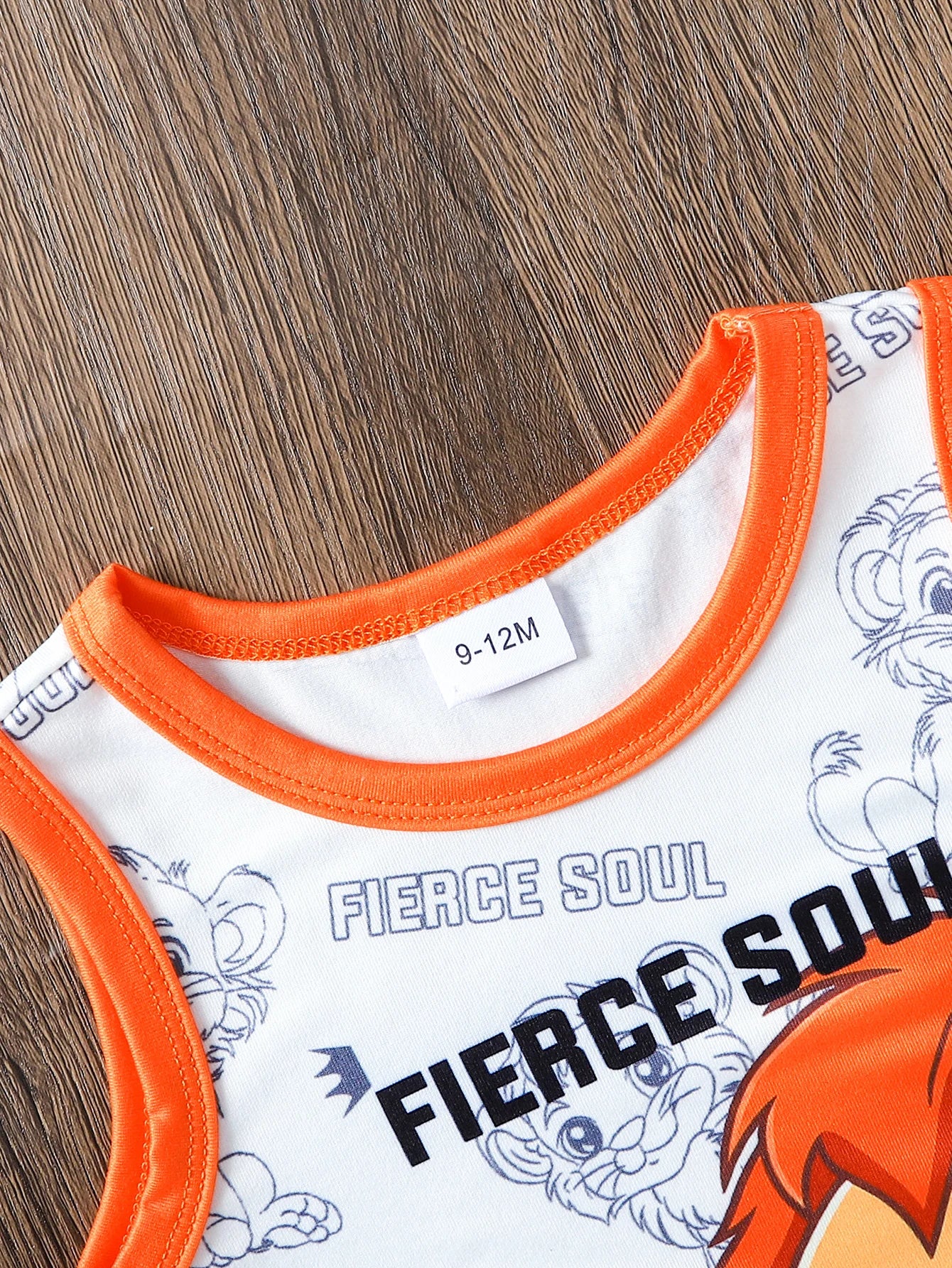 2pcs Summer Baby Boys Lion King Print Tank Top Set, Fierce Soul Graphic, Casual Daily/Outdoor Play, 9-12M, Contrast Trim Vest