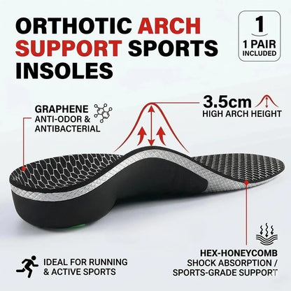 Orthotic Arch Support Sports Insoles 1 Pair Shock Absorbing Graphene Antibacterial Anti-Odor Shoe Pads Foot Pain Relief Running