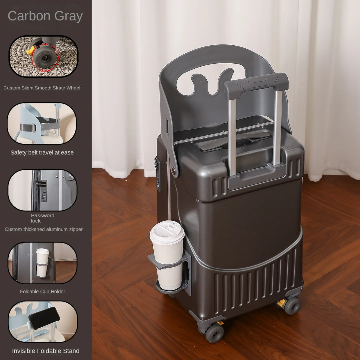 Baby Mother Travel Suitcase Children Can Sit and Ride Luggage with Cup Holder Trolley Case Lazy Walking Boarding Suitcases