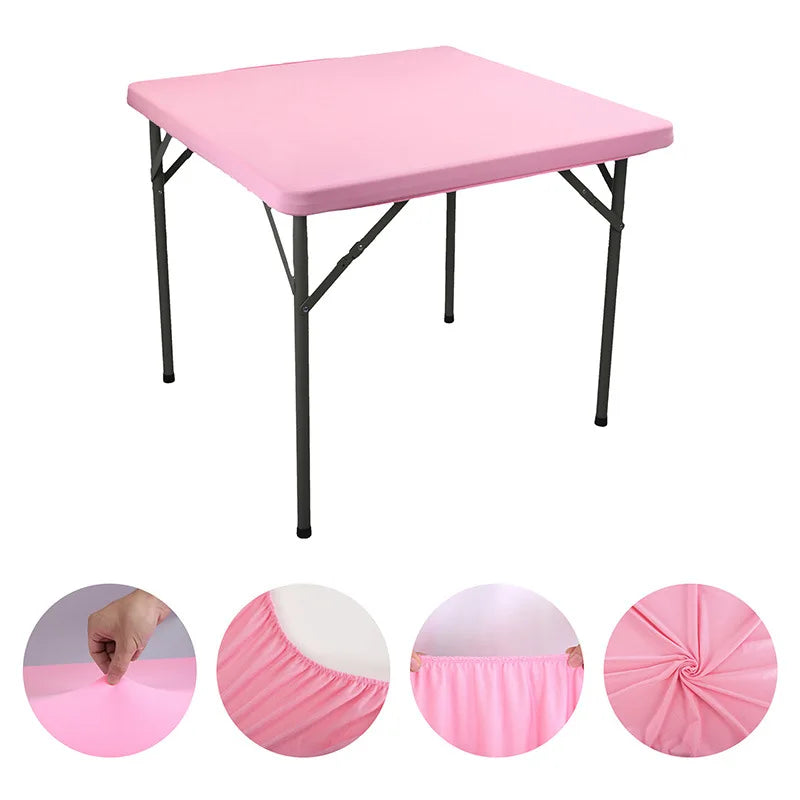 Square Elastic Edge Fitted Table Cover Outdoor Camping Picnic Tablecloth Wedding Banquet Cocktail Party Decor Table Cloth