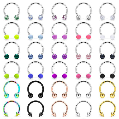 31 Styles 16G Surgical Steel 1 Pcs Nose Septum Rings Piercing Jewelry Horseshoe Cartilage Earring Eyebrow Lip Retainer 8mm 10mm