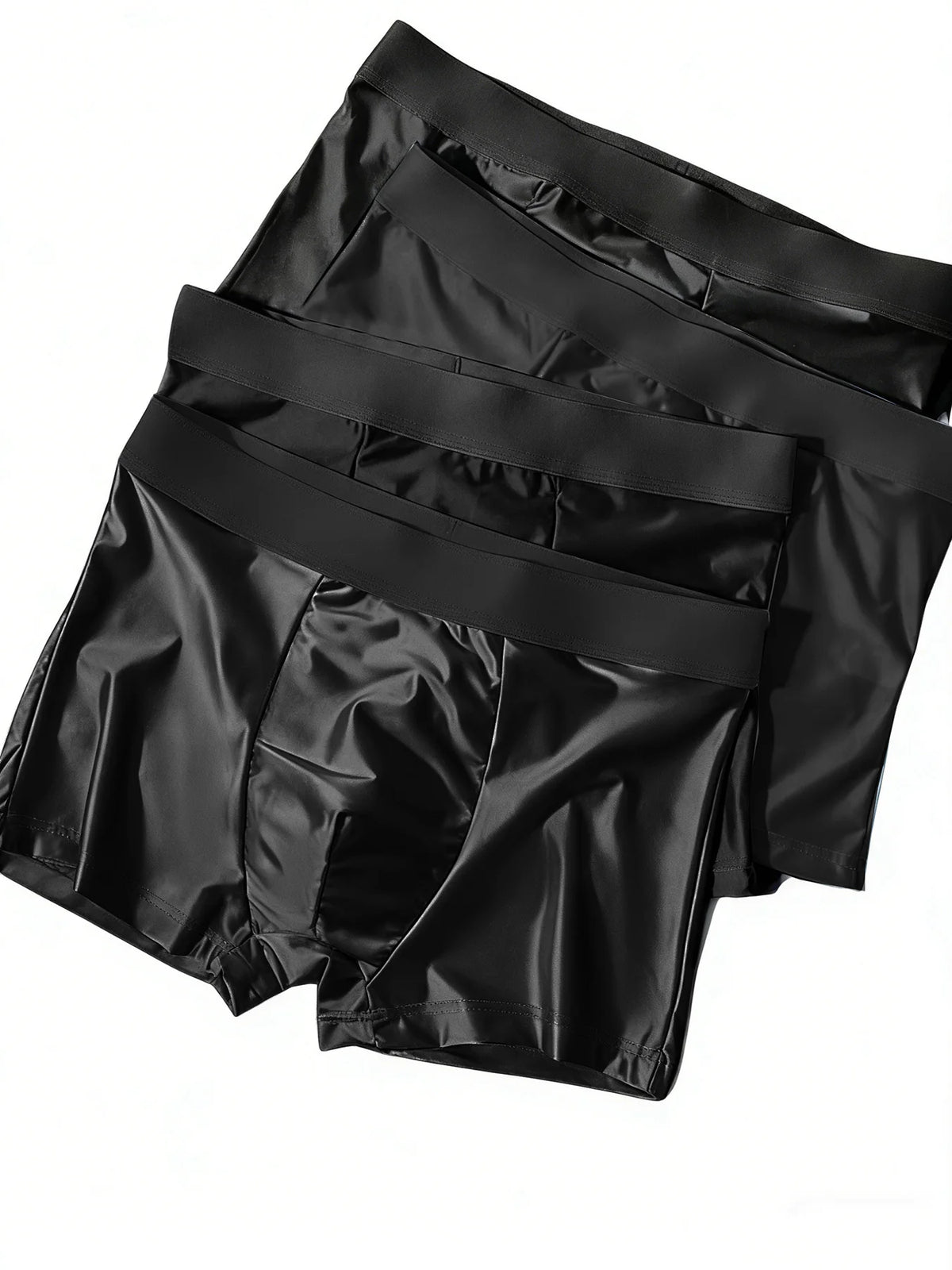 4 Pieces of Luxury Ice Silk Satin Flat Briefs, Men's Underwear, Smooth Cool Briefs, Breathable and Comfortable Fit Briefs