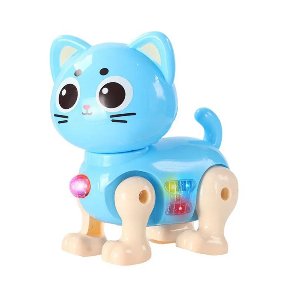 Electric Mechanical Cat Toy, Rechargeable Walking Robot Cat With Light Music& Simulated Sound Effects For Kids Children