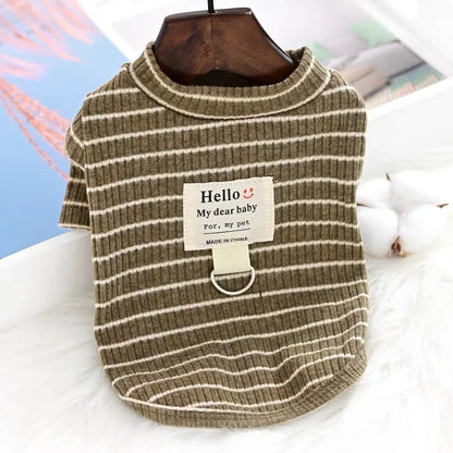 Summer Clothes for Dog and Cat, Striped T-Shirt, Cute Clothes for Puppy, Chihuahua, Bichon, French Bulldog, Girl