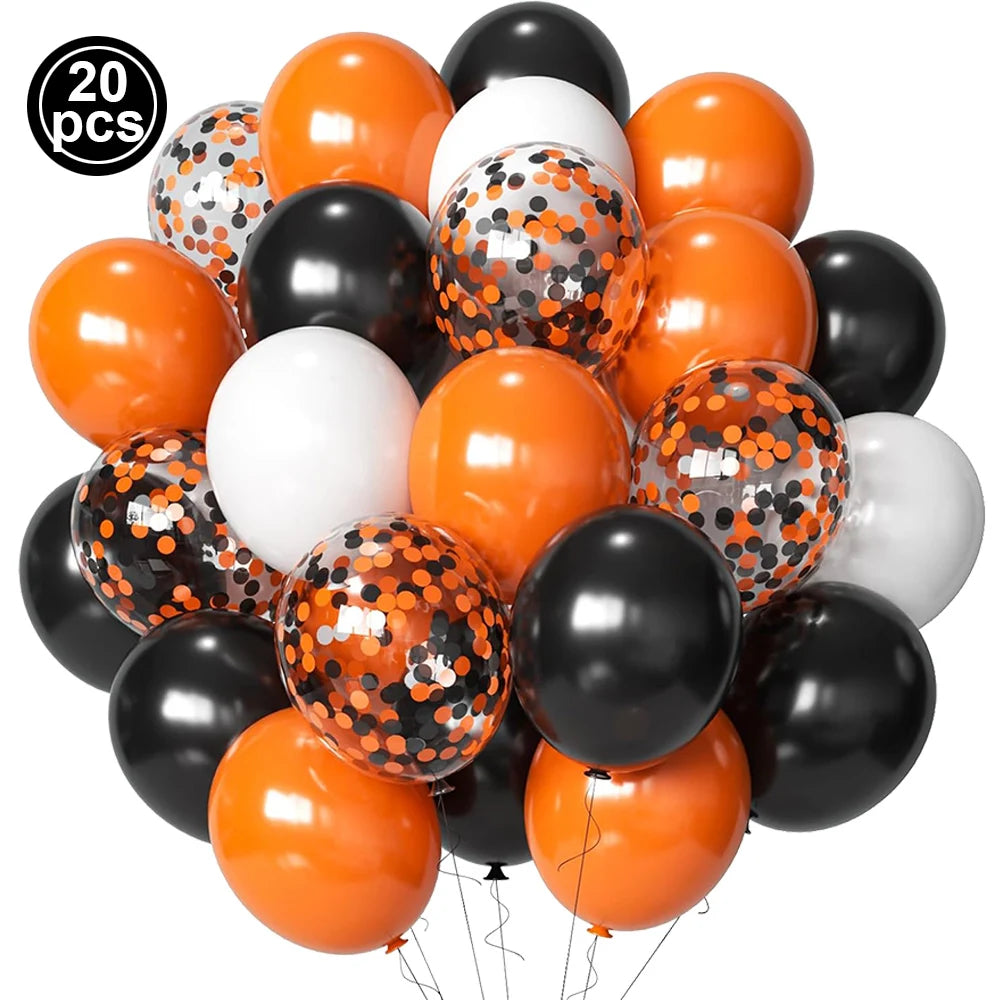 Halloween Black Orange White Latex Balloon Confetti Balloons Bouquet for Birthday Trick or Treat Halloween 2026 Home Decorations