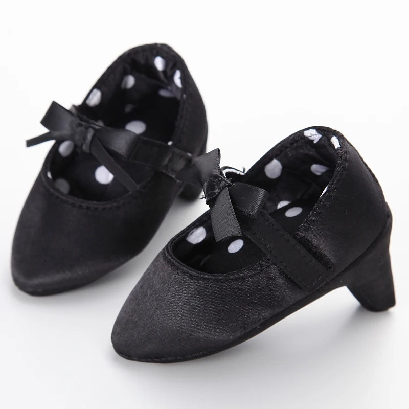 Newborn Infant Baby Fashion Girls High Heels Shoes 0-5Months Princess Bow Party Crib Shoes Photo Props Shoes