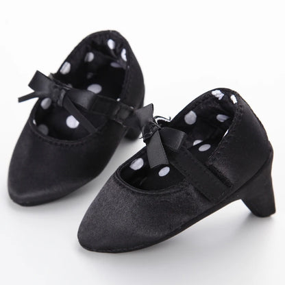 Newborn Infant Baby Fashion Girls High Heels Shoes 0-5Months Princess Bow Party Crib Shoes Photo Props Shoes