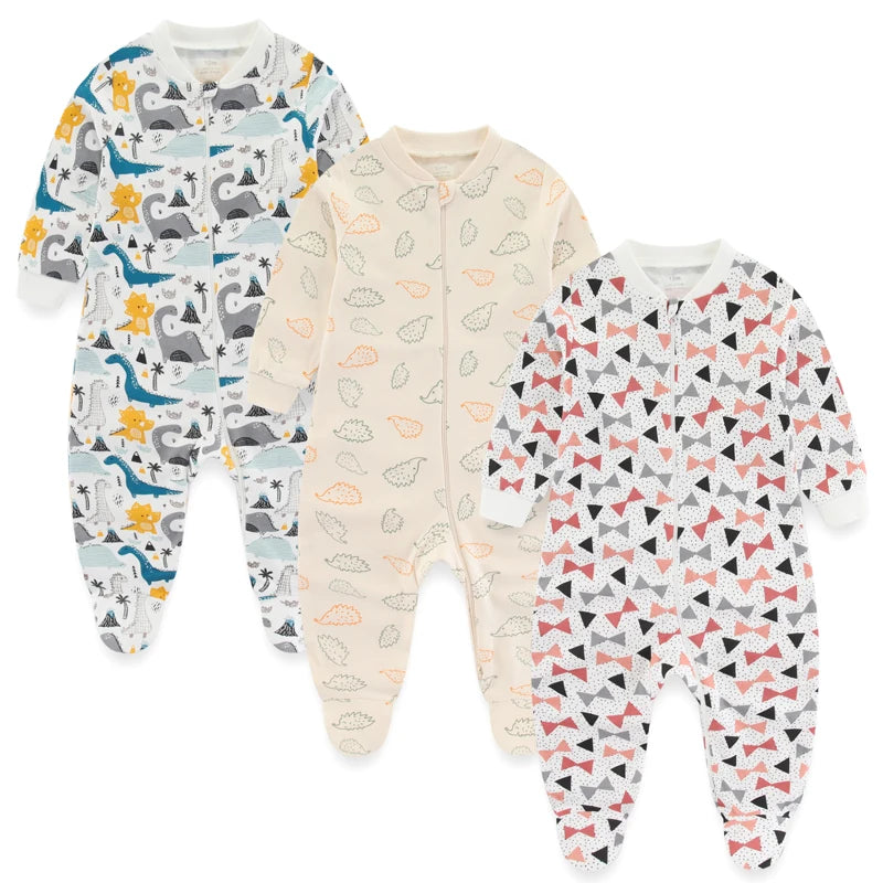 3PCS Newborn Cotton Baby Girl Clothes Cartoon Baby Boy Clothes Sets Autumn Long Sleeve Jumpsuits Spring Zipper Bebes