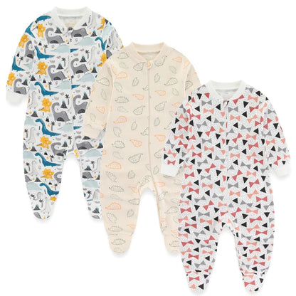 3PCS Newborn Cotton Baby Girl Clothes Cartoon Baby Boy Clothes Sets Autumn Long Sleeve Jumpsuits Spring Zipper Bebes