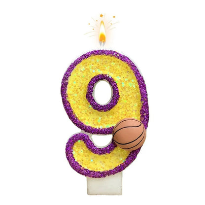 New 0-9 Number Birthday Candles Original Purple Edged Gold Basketball Birthday Cake Digital Party Anniversary Candle Decoration