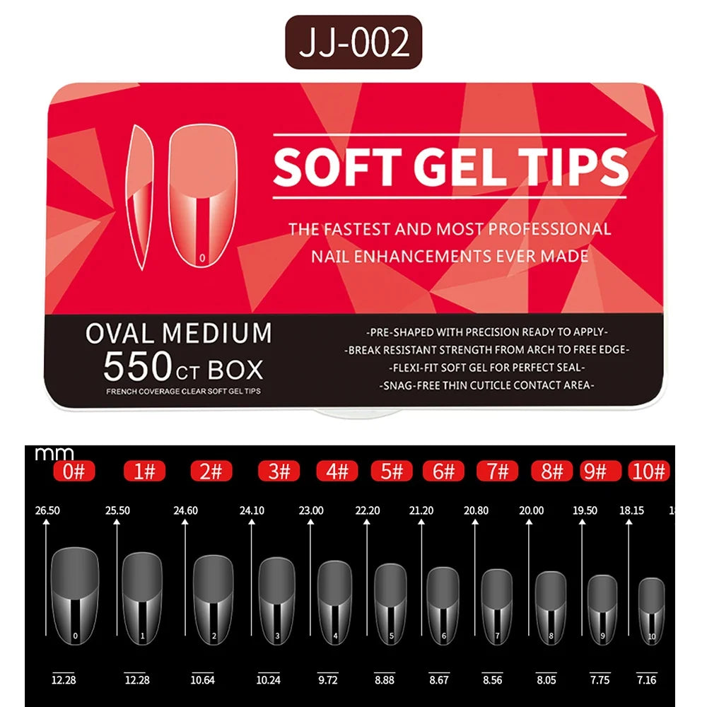 550pcs Translucent Frosted Nail Tips Soft Almond Coffin Square Acrylic Soft Full Cover False Nails Matte Press On Nails Manicure