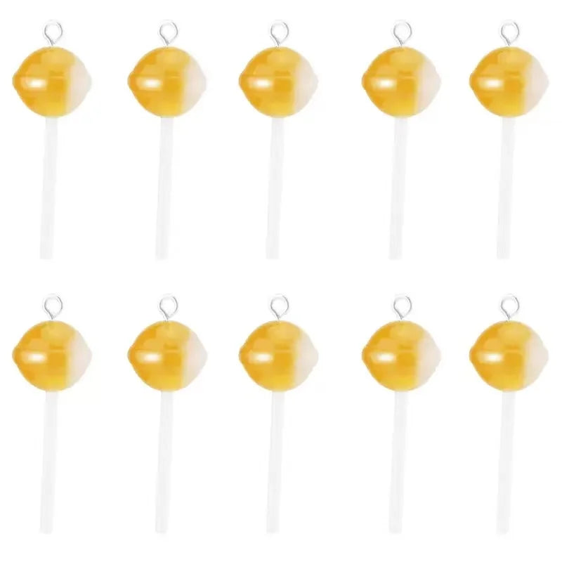 10pcs Cute Lollipops Pretend Play Food Pendants Crafts DIY Handmade Jewelry for Earring Necklace Keychain