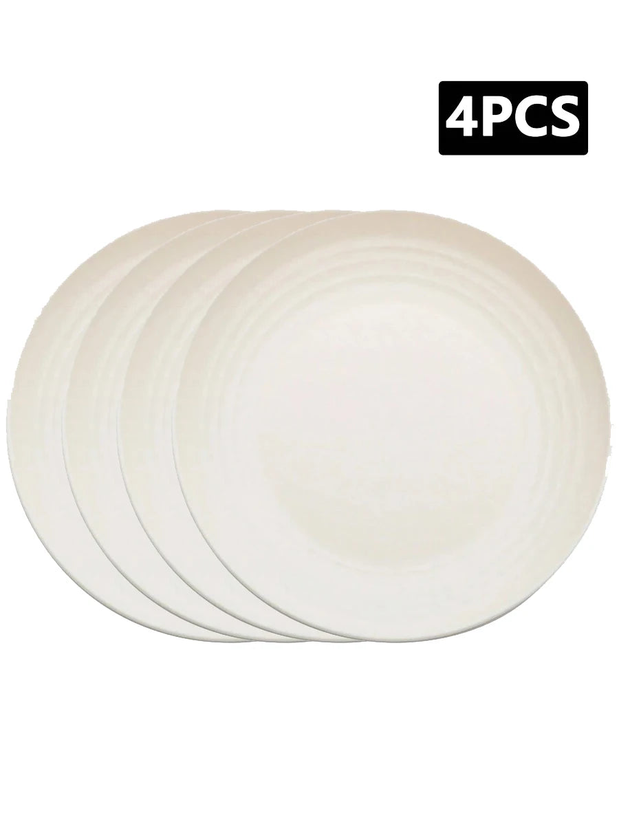 4/8pcs Plastic Original Plate, Reusable, Camping Picnic Dessert Plate, Fruit Plate, Dinner Plate, Dishwasher and Microwave Safe