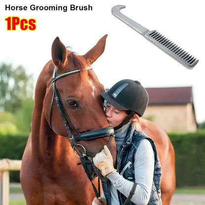 1Pcs Durable Thickened Tooth Horse Grooming Brush Aluminum Alloy Mane Tail Hair Comb Bristle Riding Brush Equestrian Supplies