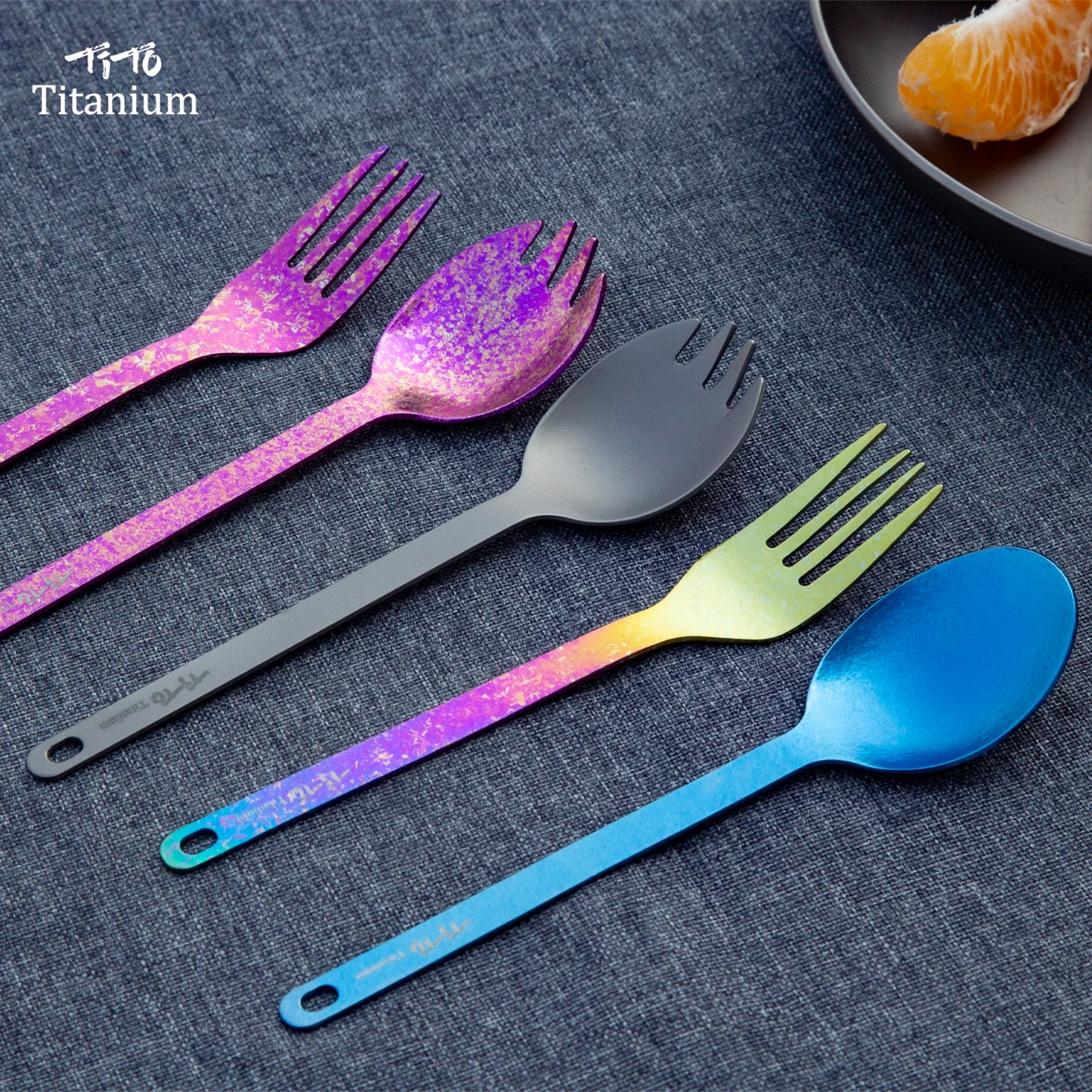 TiTo Outdoor Camping Titanium Spork 13.8g Ultralight Titanium Spoon Long Handle Spoon Outdoor Camping Picnic Titanium Fork