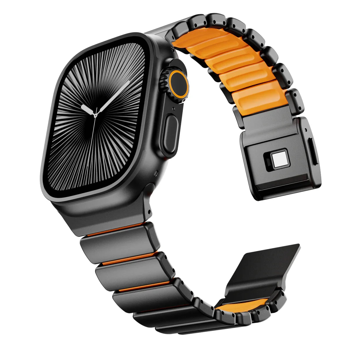 Titanium Fluororubber Strap for Apple Watch Ultra 4 3 2 49mm Series 12 11 10 46mm Magnetic Band for Iwatch 9 8 7 45mm 6 SE3 44mm