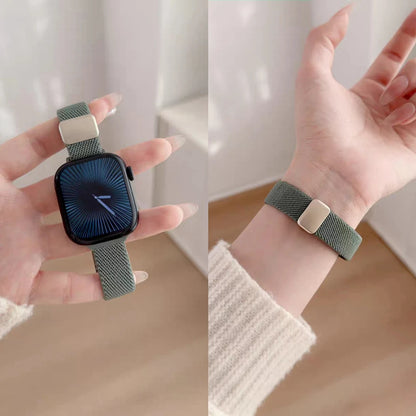 Magnetic Elastic Nylon Strap for Apple Watch Band Women 11/10/9/8/7/6/5 38mm 40mm 41mm 42mm 44mm 45mm 46mm