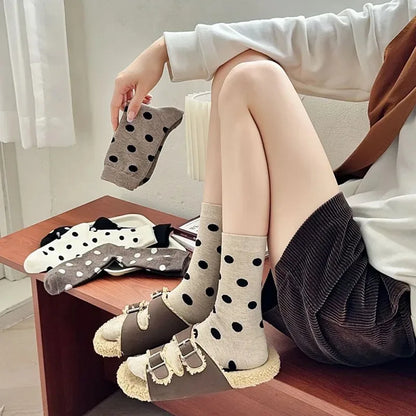 Cute Socks Women Kawaii Winter Socken Dots Printed Japanese Style College Long Crew Socks Free Shiping Harajuku Calcetines Mujer
