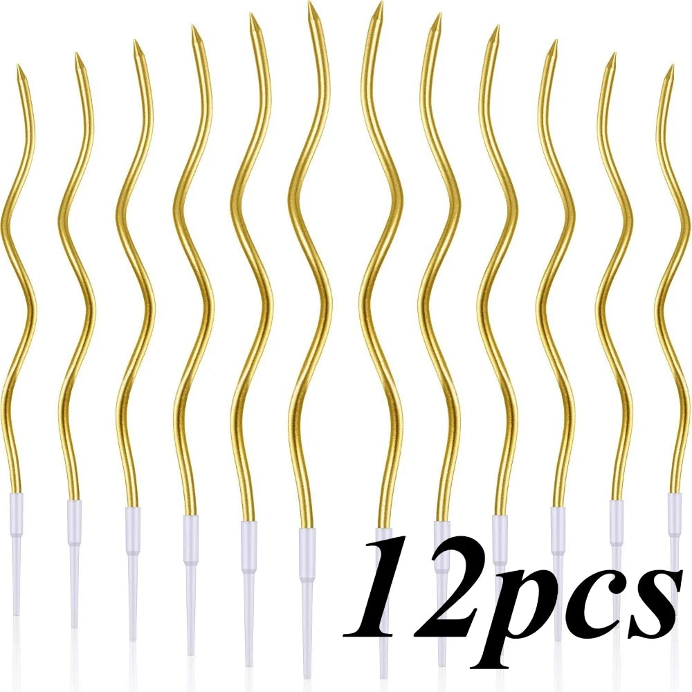 6/12/48pcs Birthday Candles Spiral Cake Candles  Long Thin Cake Candles For Wedding Party And Cake Decoration