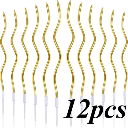 6/12/48pcs Birthday Candles Spiral Cake Candles  Long Thin Cake Candles For Wedding Party And Cake Decoration