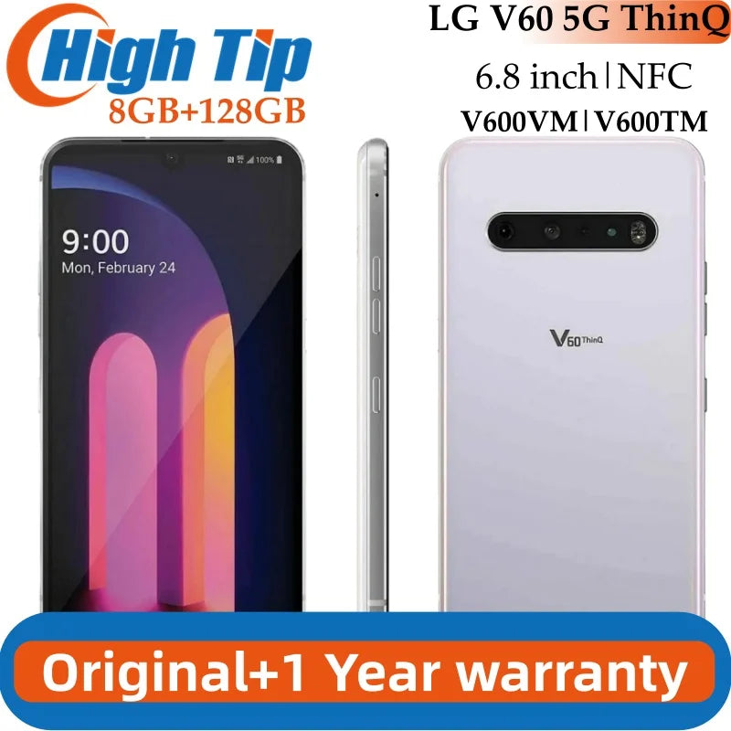 Original Unlocked  LG V60 5G ThinQ Moilble Phone V600TM V600VM  6.8 inch Android  NFC SamrtPhone 8GB RAM 128GB ROM CellPhone